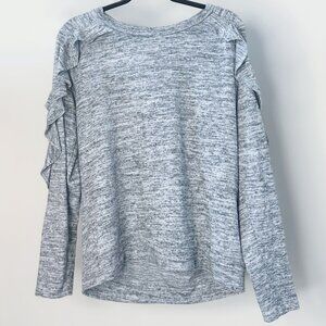 Heather Grey Sweatshirt Womens Long Sleeve Ruffle Tops Valerie Stevents Size XL